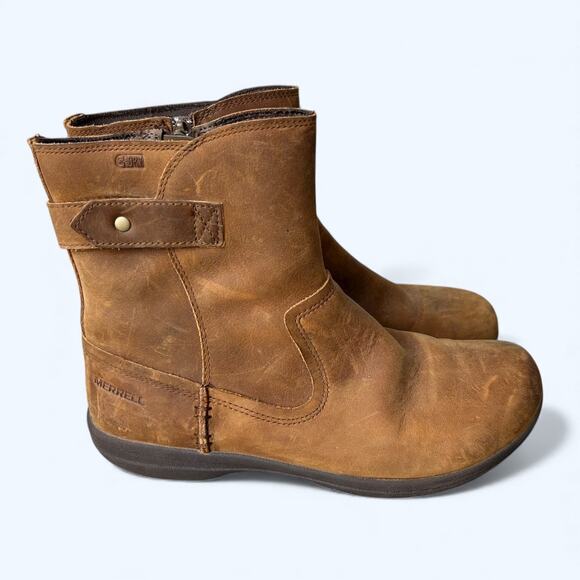 Merrell Encore Kassie Mid Waterproof Boots Brown Leather Womens sz 6.5 Gorpcore - Picture 11 of 14